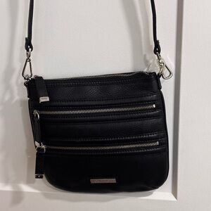Elegant Black Crossbody Bag with Silver Accents